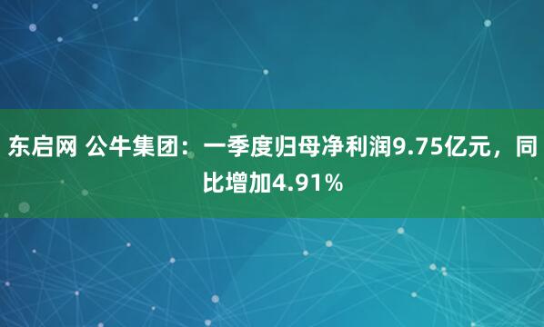 东启网 公牛集团：一季度归母净利润9.75亿元，同比增加4.91%